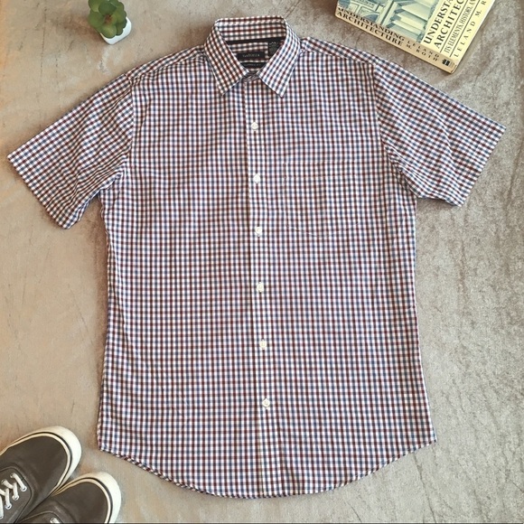 Van Heusen Classic Fit Checked Button Up Shirt Men's Small - Picture 1 of 4